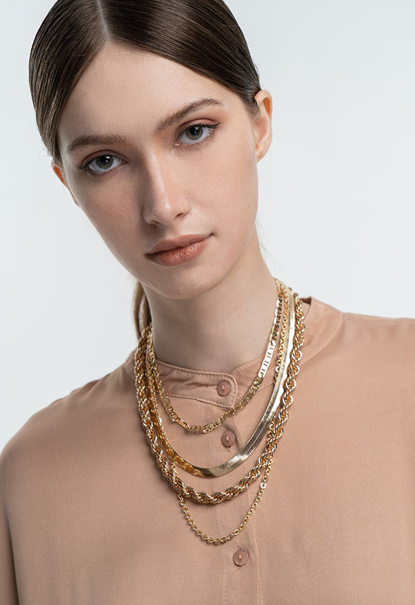 Choice Twisted Chain Multi Layer Necklace Gold