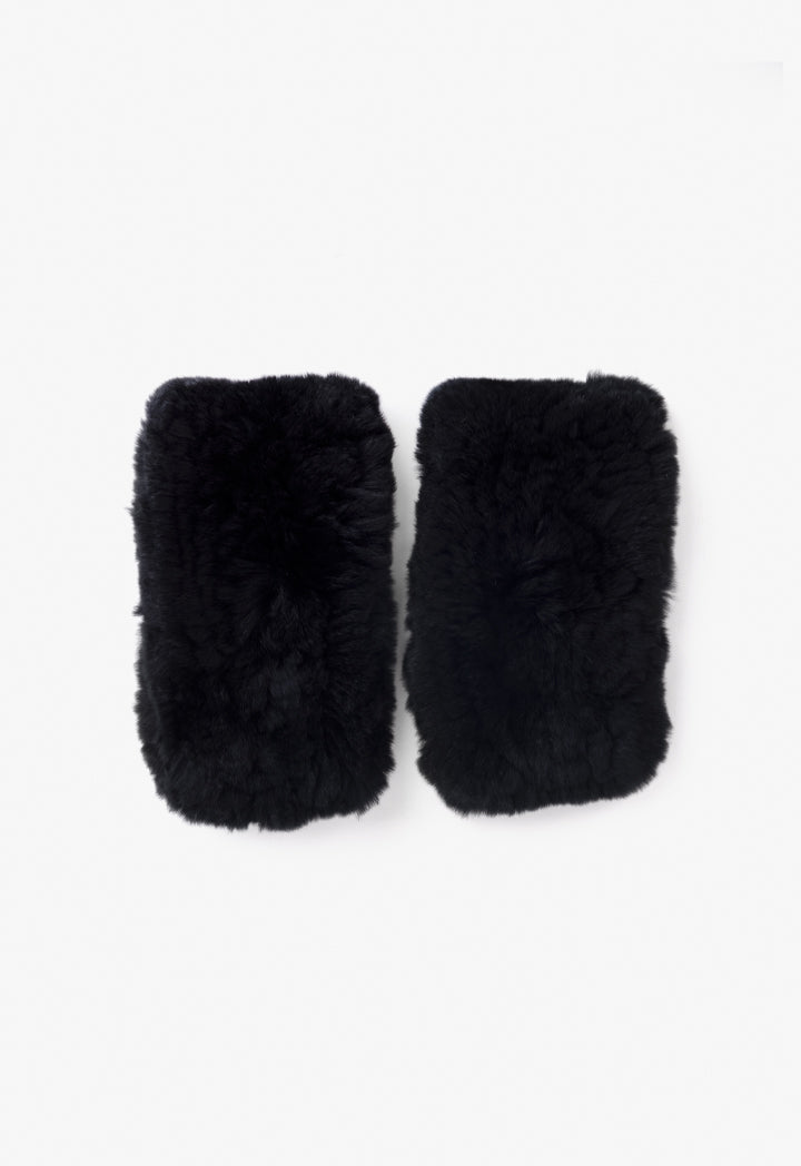 Choice Solid Faux Fur Gloves Black