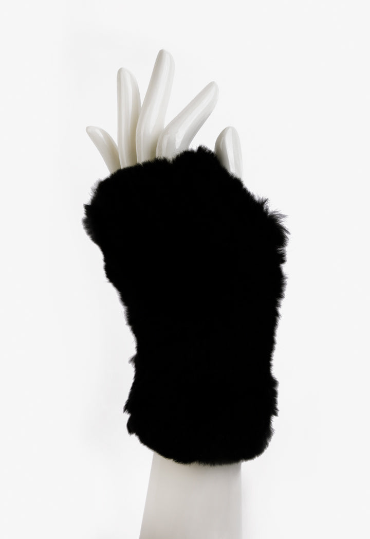 Choice Solid Faux Fur Gloves Black