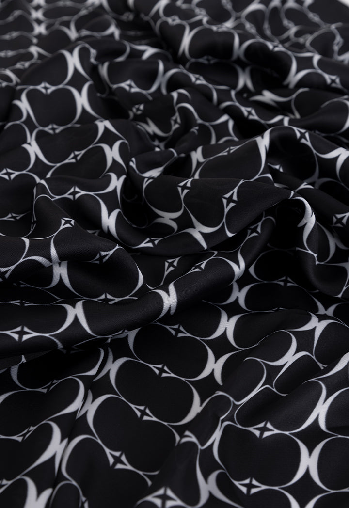 Choice Printed Monogram Scarf Black