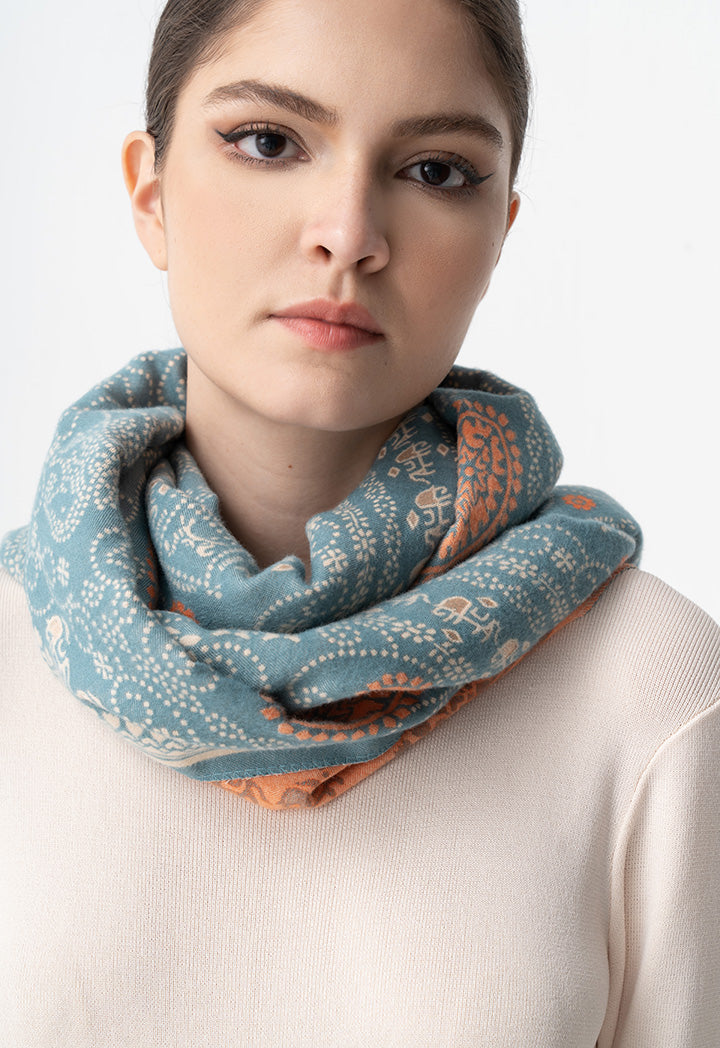 Choice Printed Pattern Winter Shawl Blue