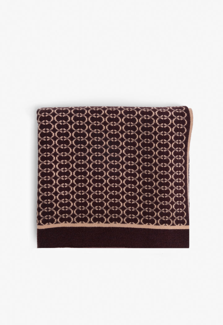 Choice Knitted Monogram Shawl Brown