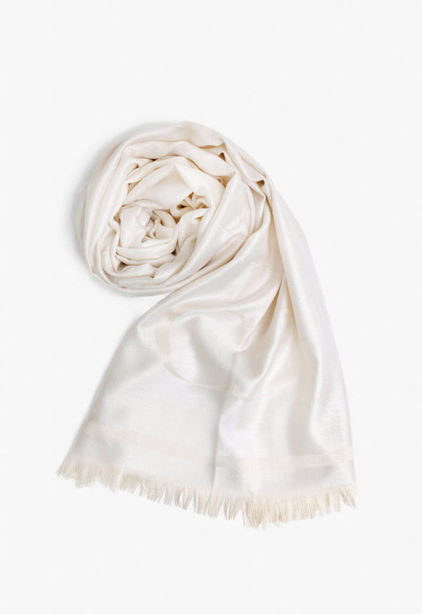 Choice Printed Monogram Shawl Cream