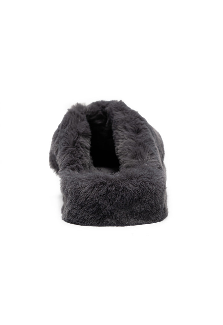 Choice Criss-Cross Strap Fur Slipper Grey