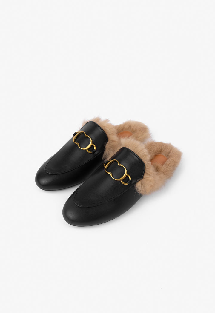 Choice Faux Fur Sole Mules Black