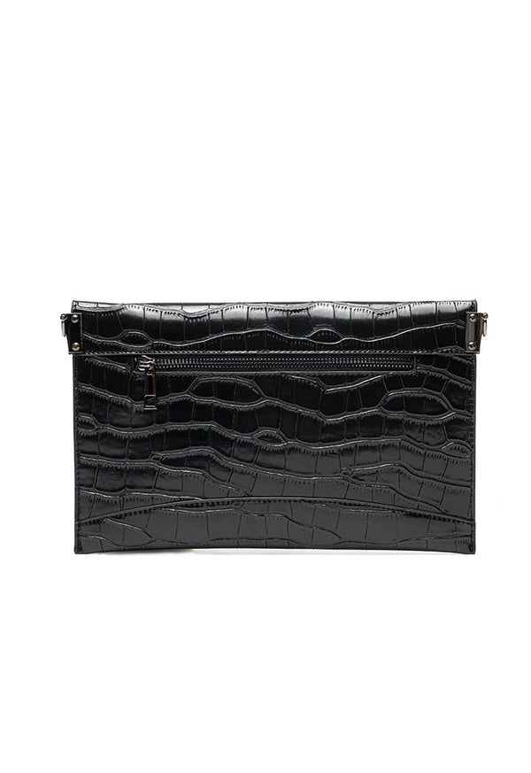 Choice Textured Sling Bag With Metal Chain Black