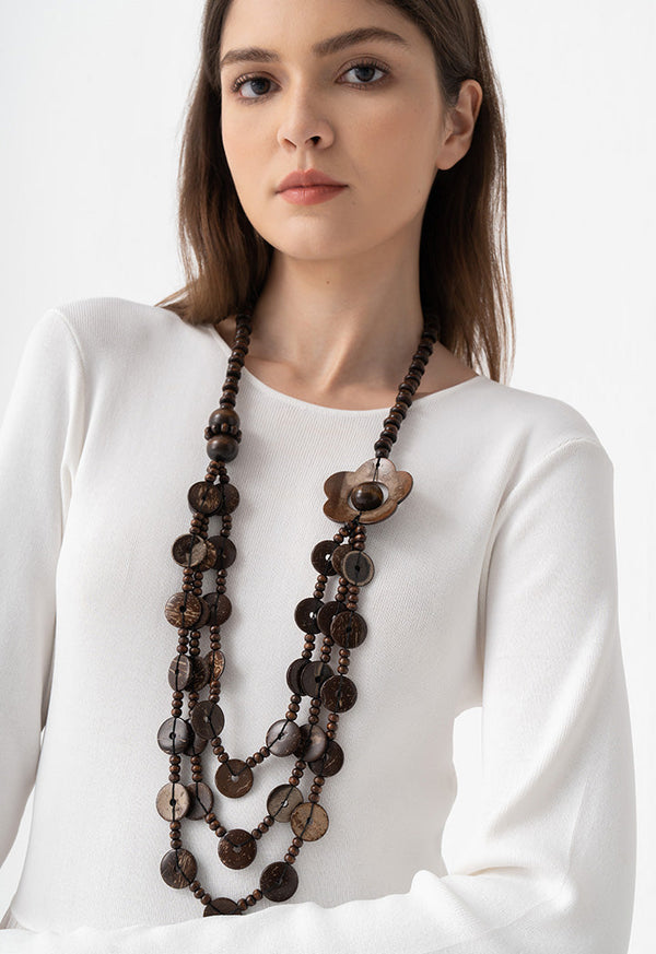 Choice Beads Detailed Multi Necklace Brown