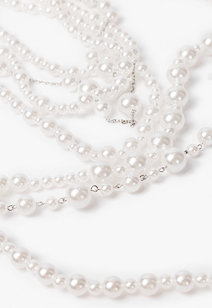 Choice Pearl Detailed Multi Necklace White