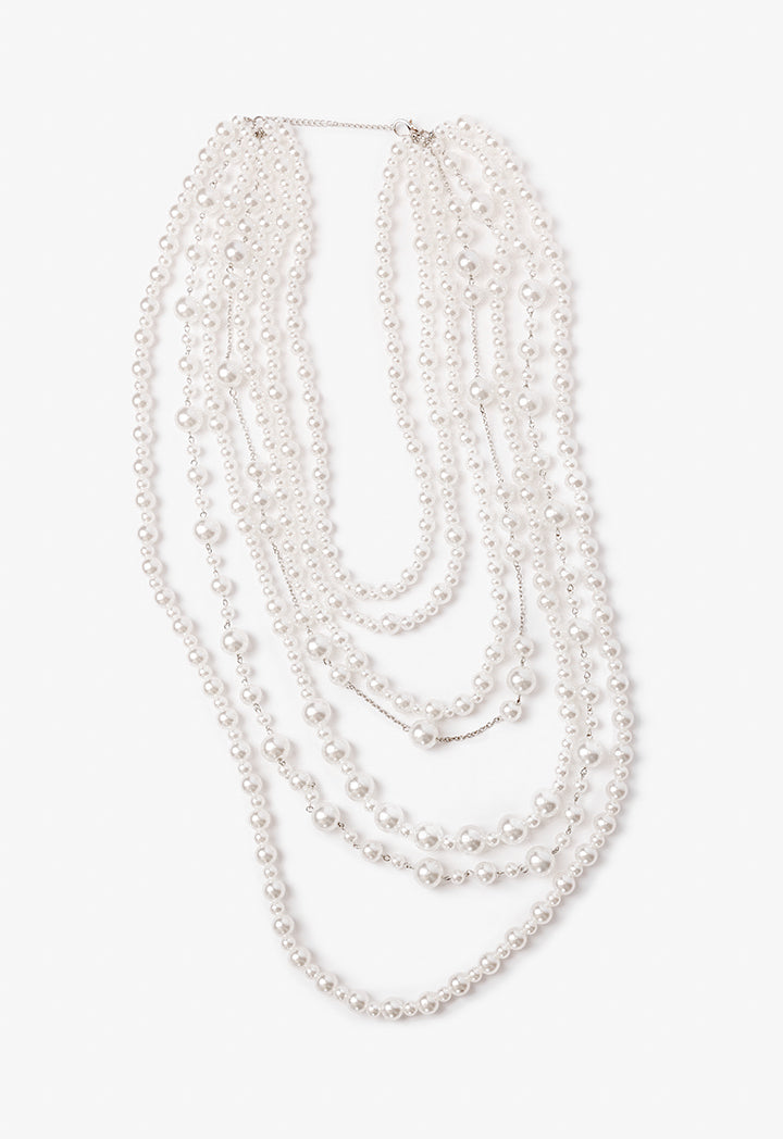 Choice Pearl Detailed Multi Necklace White