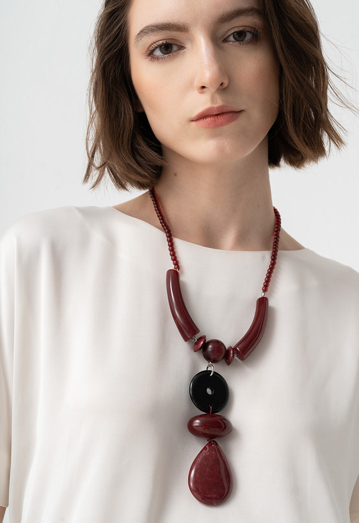 Choice Abstract Solid Necklace Burgundy