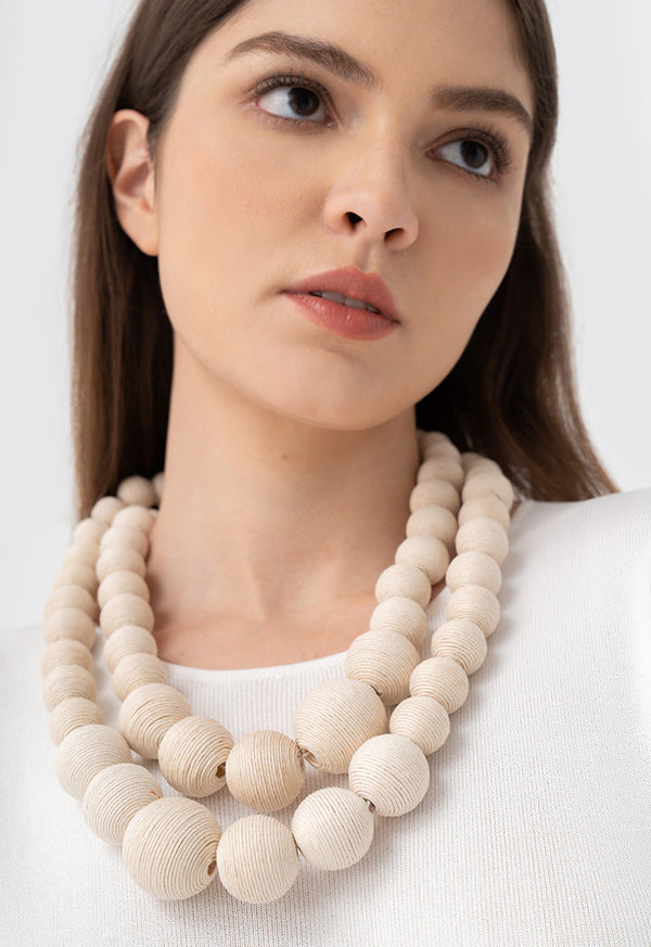 Choice Circular Chunky Thread Wrapped Necklace White