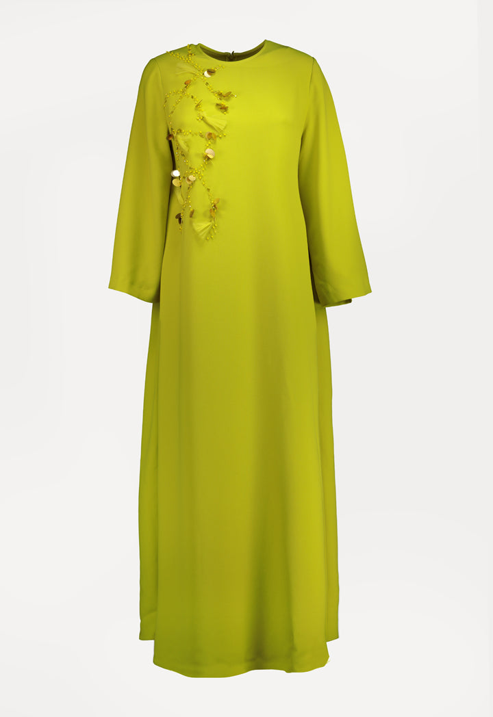 Choice Ruffled Long Dress Lime - Wardrobe Fashion