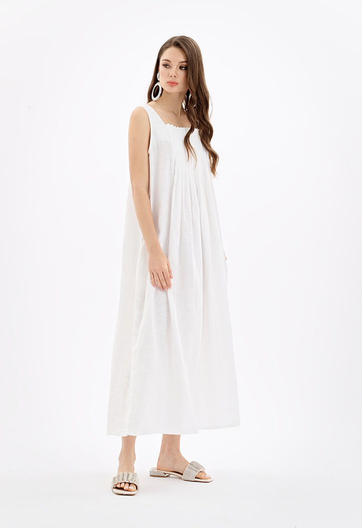 Choice Maxi Solid Sleeveless Under Abaya Dress-Ramadan Style Off White