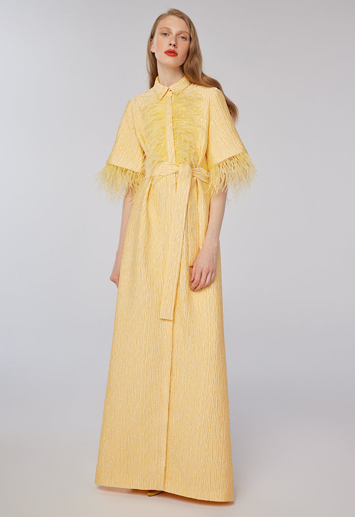 Choice Texture All Over Fringed Dress Yellow