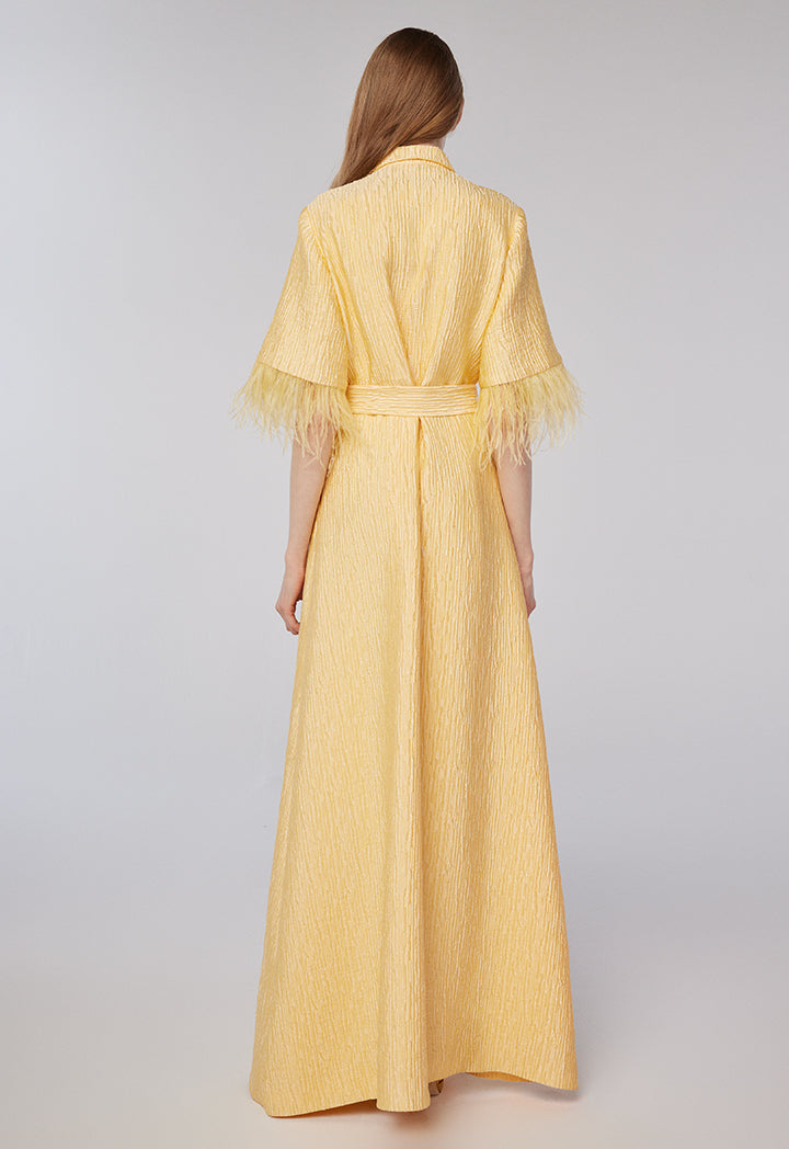 Choice Texture All Over Fringed Dress Yellow