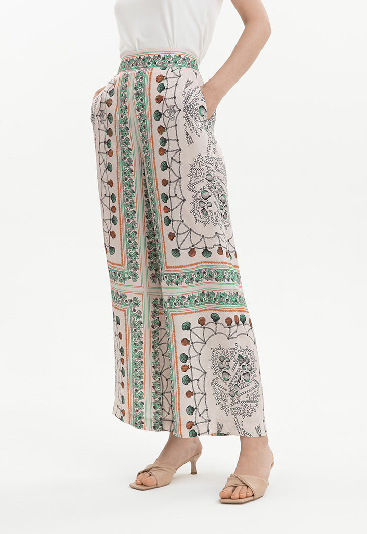 Choice Printed Trouser Beige-Print