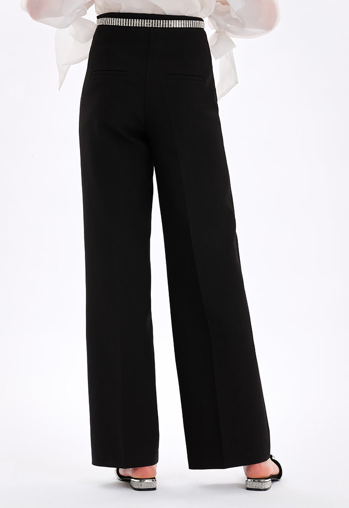 Choice High Waist Wide Legs Trousers Black