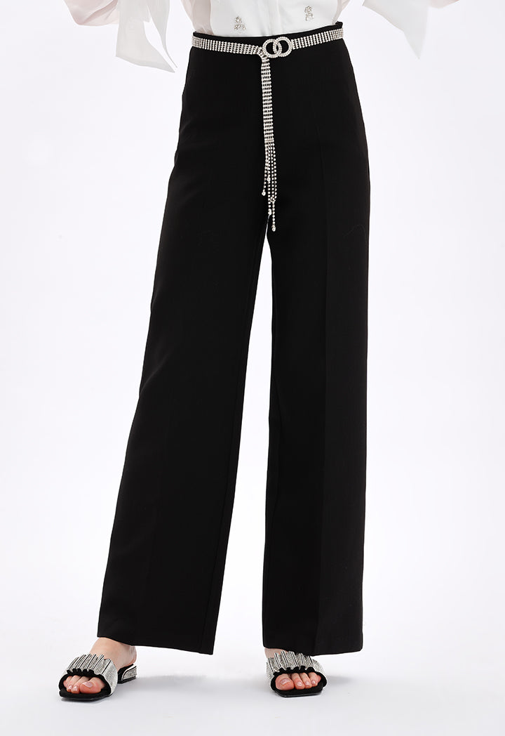 Choice High Waist Wide Legs Trousers Black