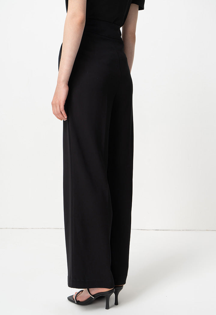 Choice Solid High-Waist Trousers Black