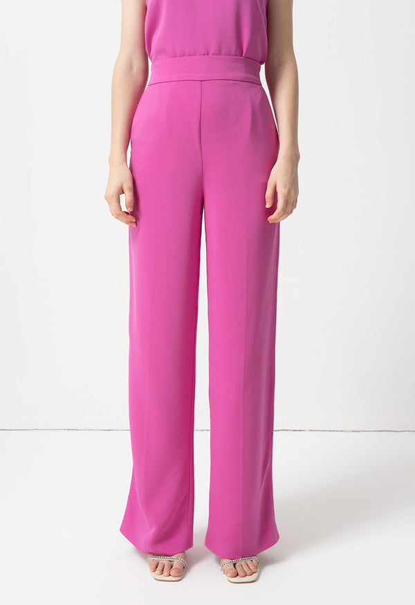 Choice Solid High-Waist Trousers Fushia