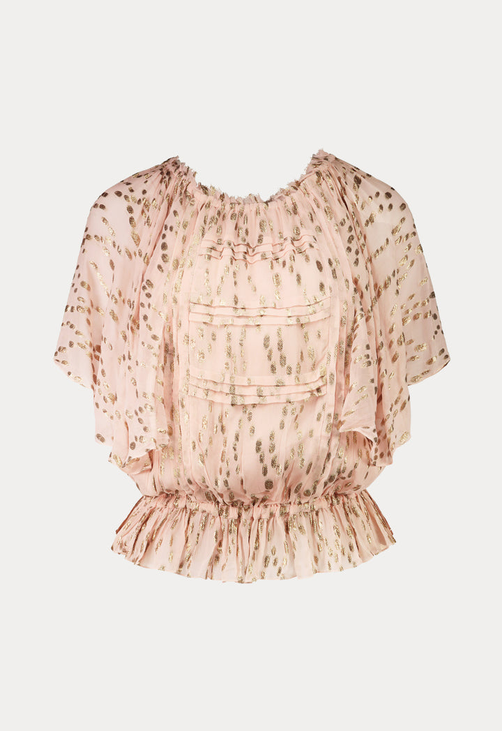 Choice Lurex Chiffon Blouse Blush - Wardrobe Fashion