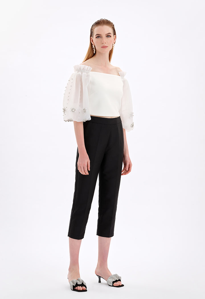 Choice Embellished Detail Blouse Off White