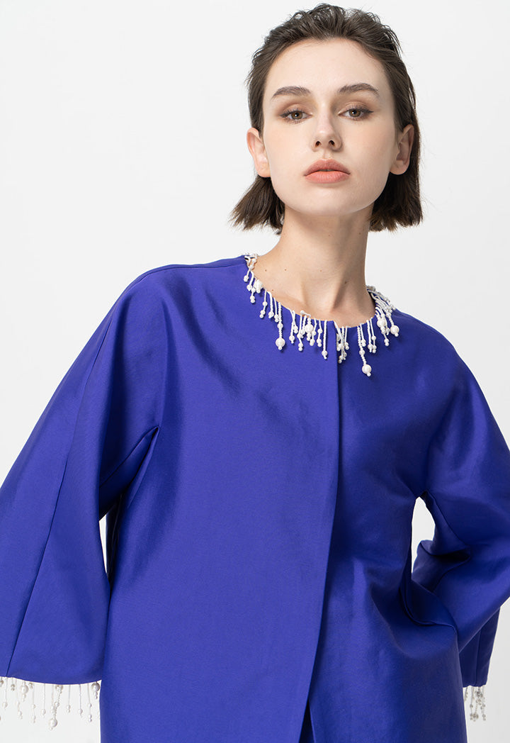 Choice Formal Evening Blouse With Pearl Detail Purple