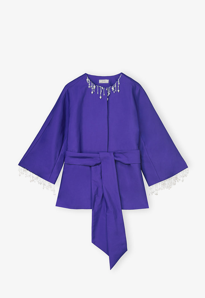 Choice Formal Evening Blouse With Pearl Detail Purple