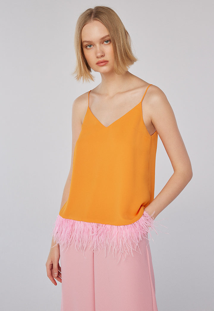 Choice Feather Fringe Blouse Orange Blossom