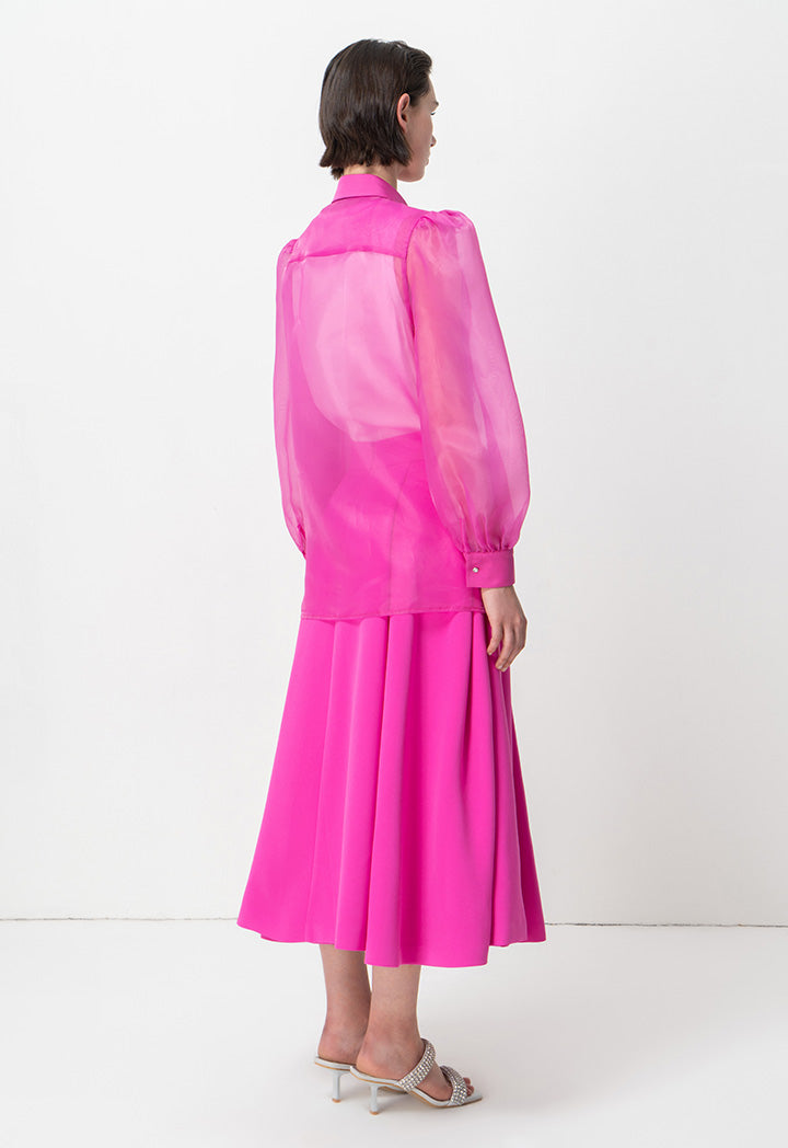 Choice Embellished Crystal Organza Shirt Fushia