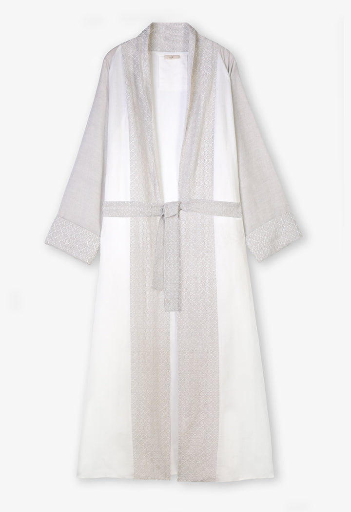 Choice Embroidered Print Kimono Outerwear Offwhite