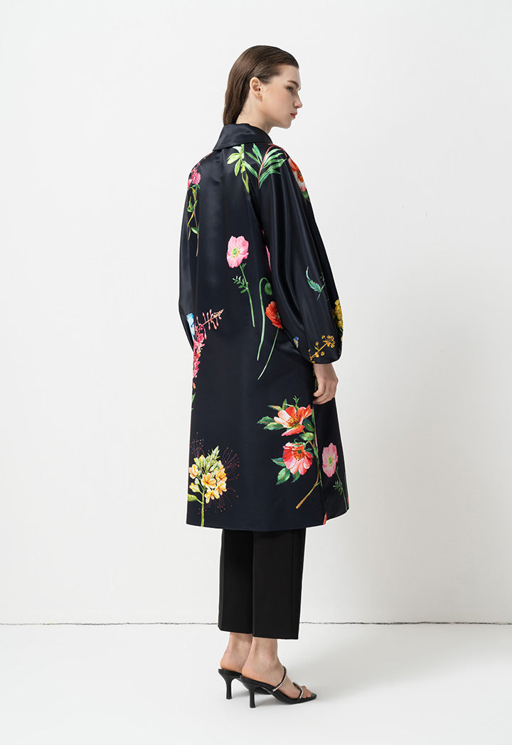 Choice Printed Floral Long Sleeves Jacket Black