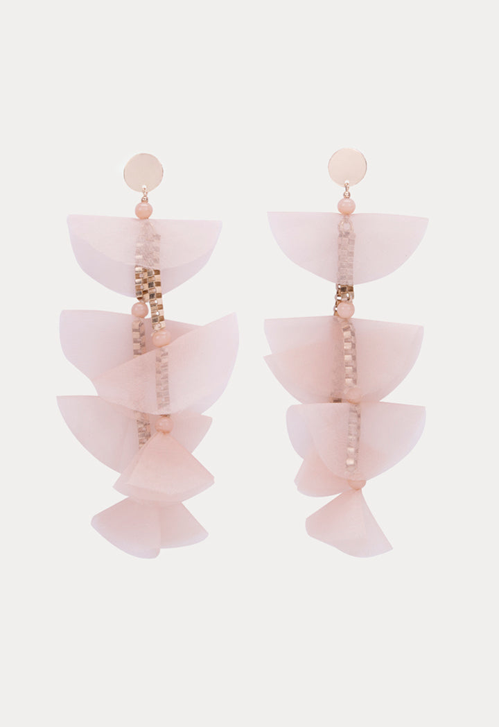 Choice Box Chain With Mesh Fabric Earrings Blush - Wardrobe Fashion