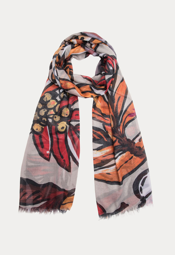 Choice Geometric Print Frayed Scarf Multi Color