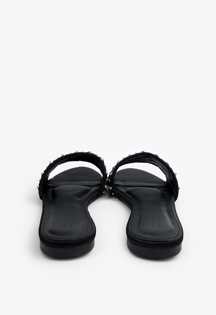 Choice Embellished Detail Flat Sandals Black