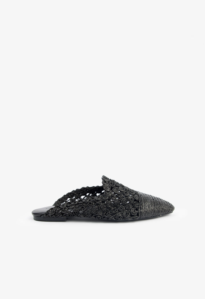 Choice Woven Braided Flat Mules Black