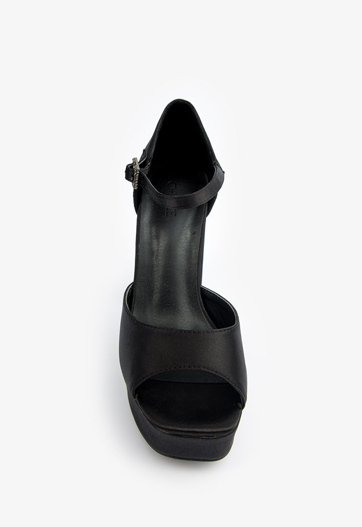 Choice Iconic Open Toe Platform Heels Black