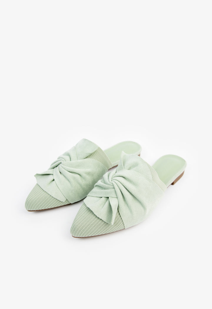 Choice Solid Fabric Bow Mules Green