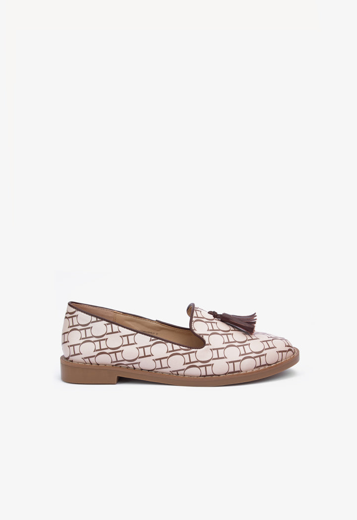 Choice Printed Monogram Tussle Loafers Beige