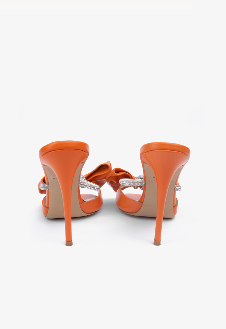 Choice Open Toe Crystal Bow Heels Orange