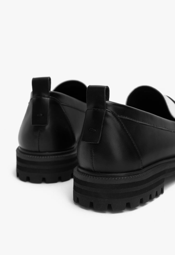 Choice Two Tone Pu Leather Loafers Black-White