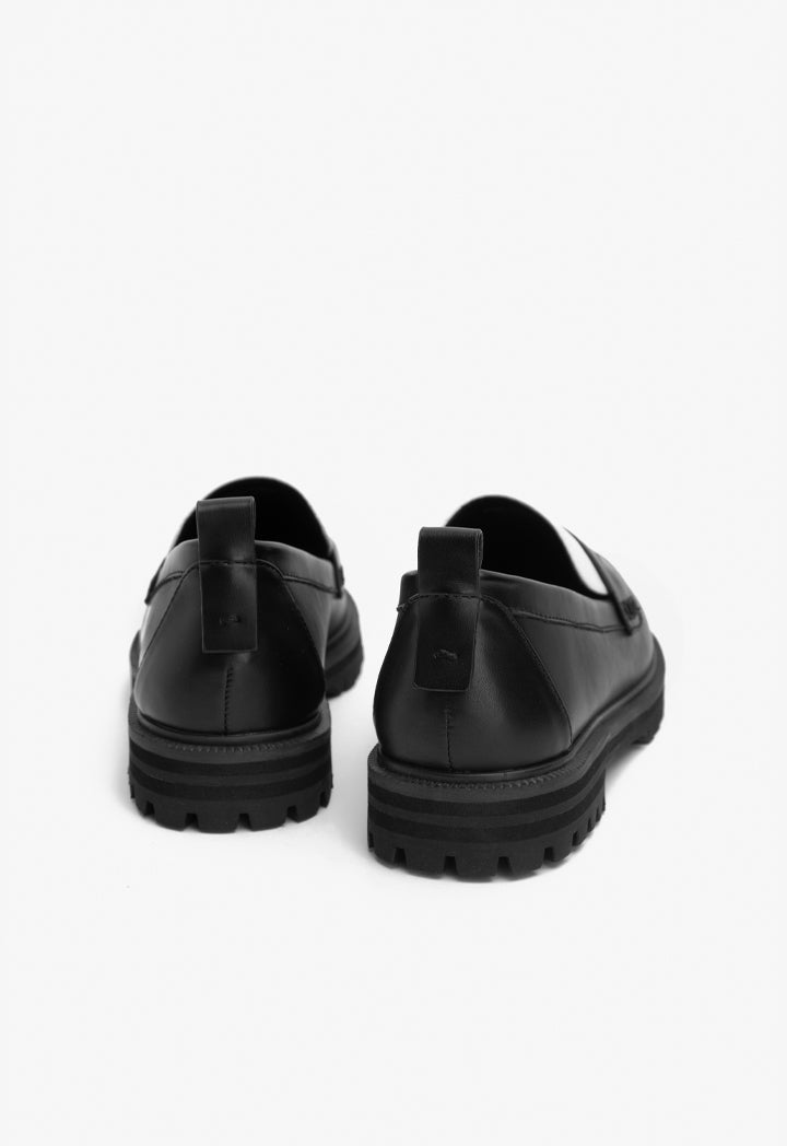 Choice Two Tone Pu Leather Loafers Black-White