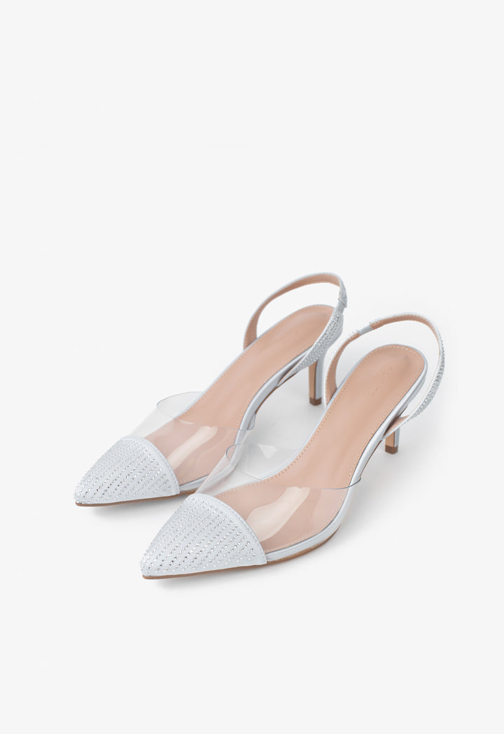 Choice Pointed Toe Sling Heels Silver