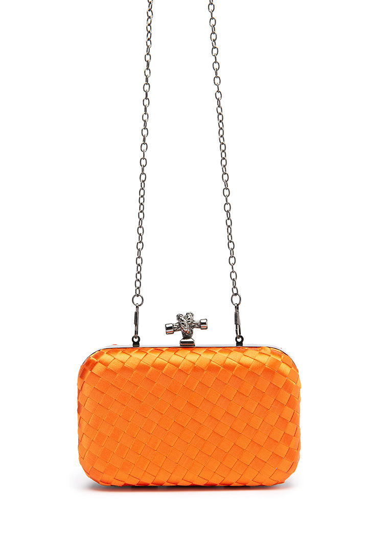 Choice Solid Knot Woven Clutch Bag Orange