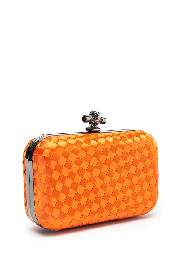 Choice Solid Knot Woven Clutch Bag Orange