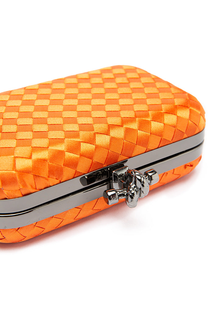 Choice Solid Knot Woven Clutch Bag Orange