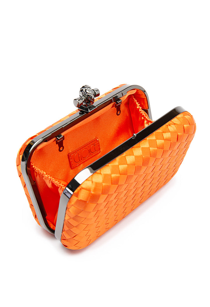 Choice Solid Knot Woven Clutch Bag Orange