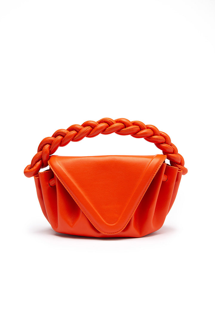 Choice Flap Top Ruched Handbag Coral