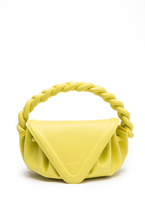 Choice Flap Top Ruched Handbag Lime