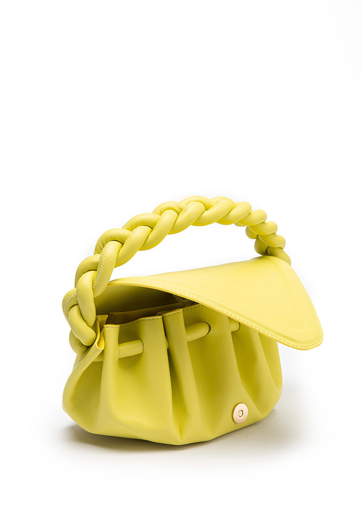 Choice Flap Top Ruched Handbag Lime